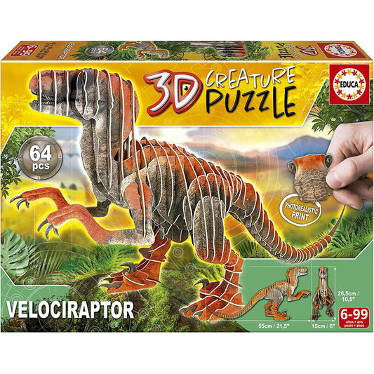 Imagen 1 de Puzzle 3D Velociraptor 64Pzs