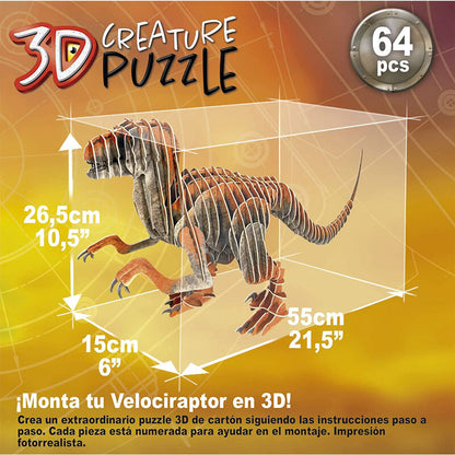 Imagen 3 de Puzzle 3D Velociraptor 64Pzs