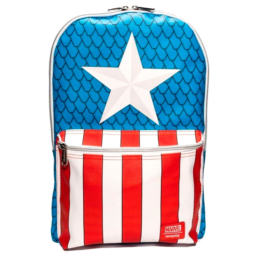 Imagen 2 de Mochila + Pin Capitan America Marvel Loungefly 45Cm