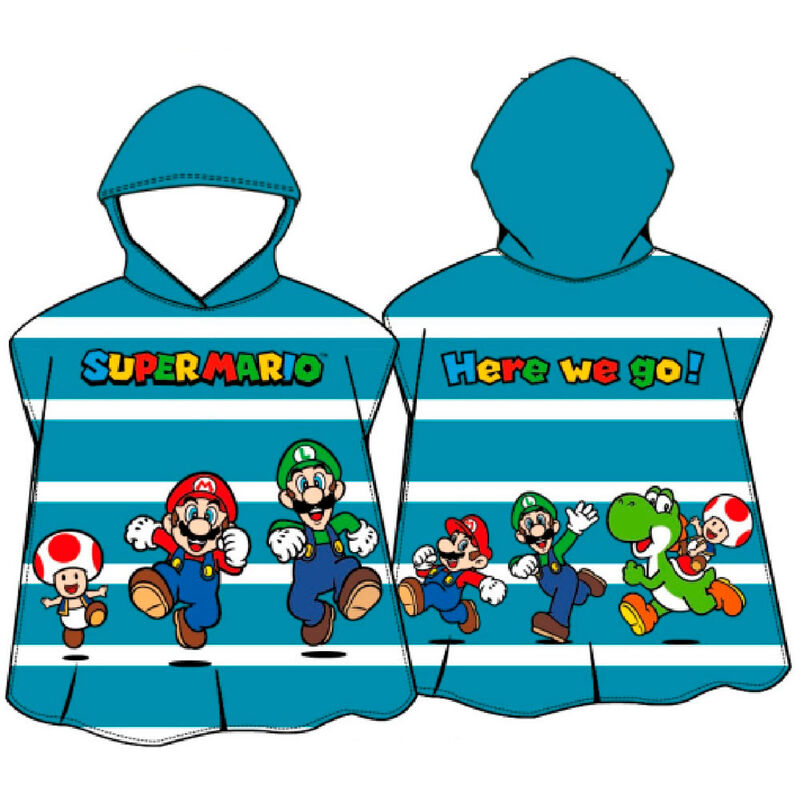 Imagen 1 de Poncho Toalla Here We Go Super Mario Bros Microfibra