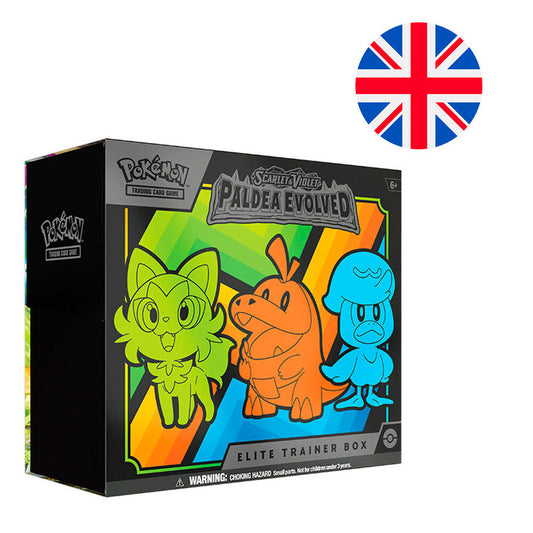 Imagen de Estuche Juego Cartas Coleccionables Entrenador Elite Paldea Evoled Escarlata Y Purpura Pokemon Ingles parte de nuestra colección en Espadas y más, sitio oficial.