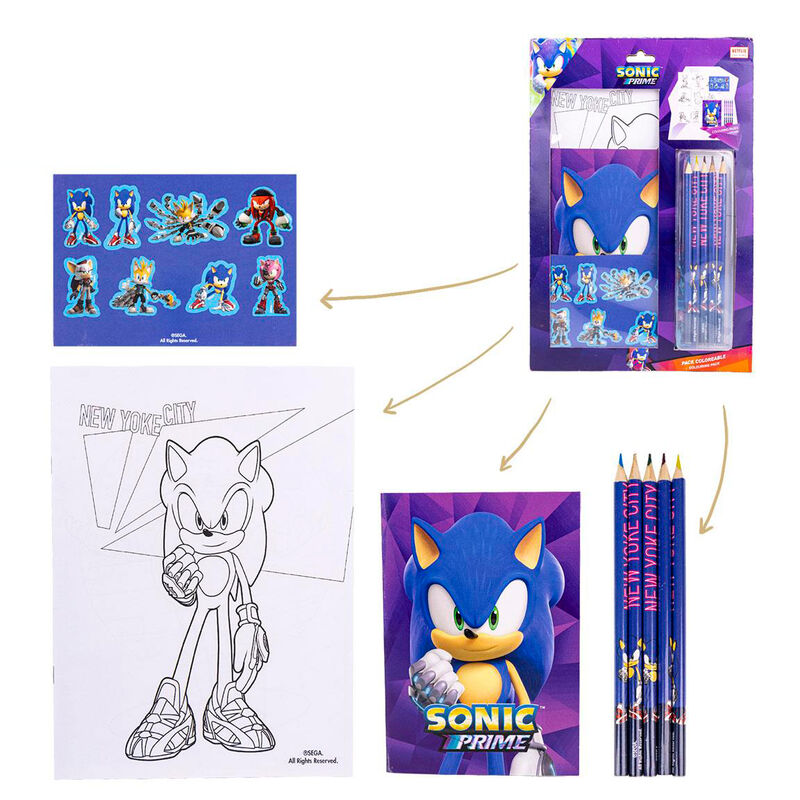 Imagen de Set Papeleria Coloreable Sonic Prime parte de nuestra colección en Espadas y más, sitio oficial.