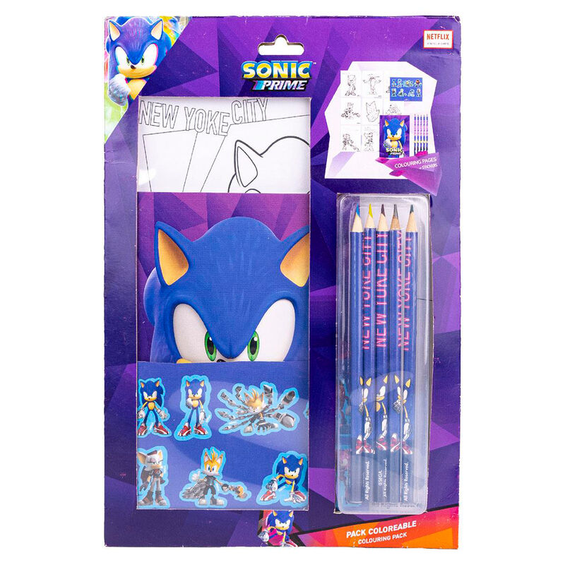 Imagen de Set Papeleria Coloreable Sonic Prime parte de nuestra colección en Espadas y más, sitio oficial.