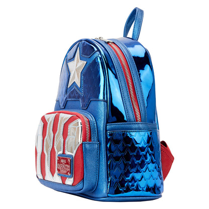 Imagen 4 de Mochila Metallic Capitan America Marvel Loungefly 26Cm