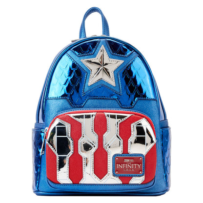 Imagen 1 de Mochila Metallic Capitan America Marvel Loungefly 26Cm