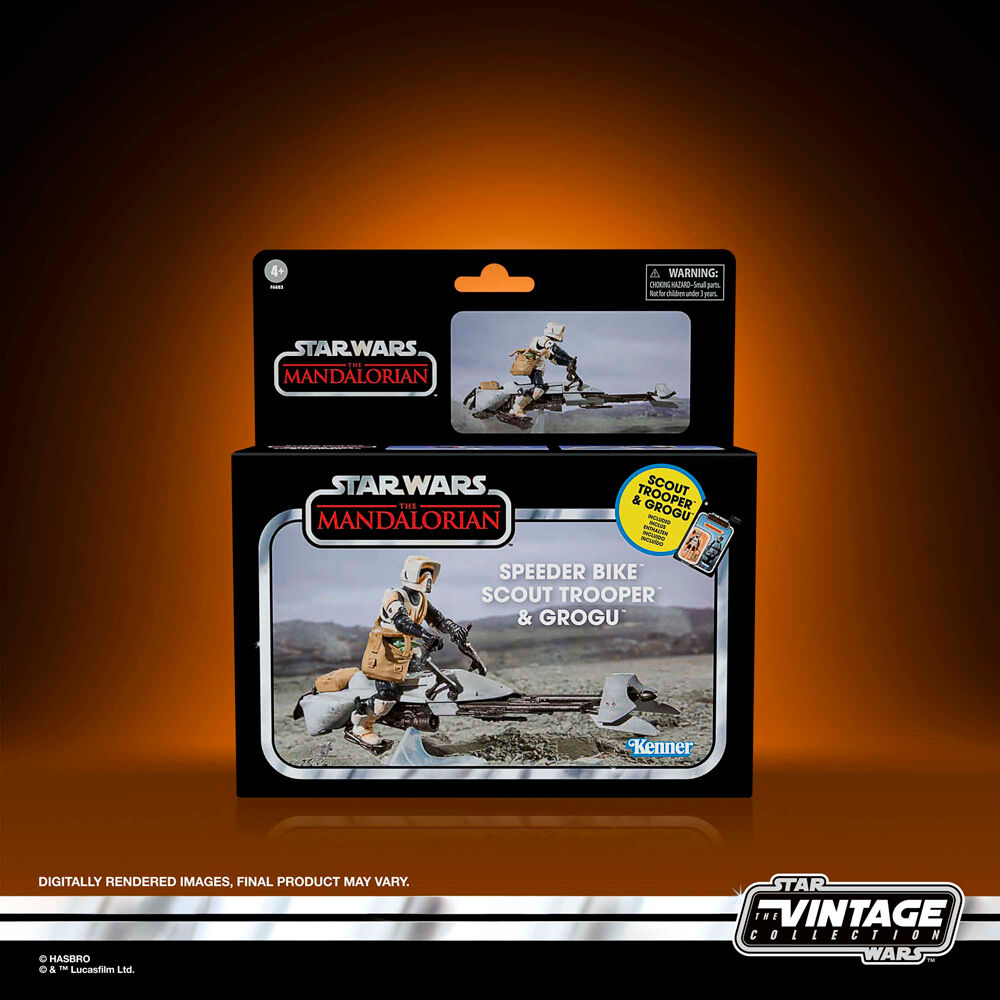 Imagen 11 de Figura Speeder Bike Scout Trooper & Grogu The Mandalorian Star Wars 9Cm