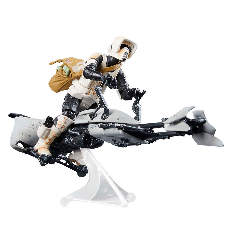 Imagen 2 de Figura Speeder Bike Scout Trooper & Grogu The Mandalorian Star Wars 9Cm