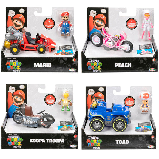 Imagen 1 de Vehiculo + Figura Super Mario Bros La Pelicula Mario Kart 6Cm Surtido
