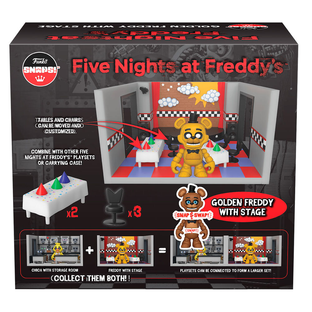 Imagen 5 de Figura Playset Snaps! Five Nights At Freddys Golden Freddy With Stage