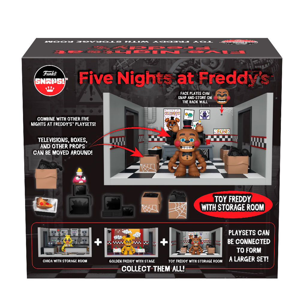 Imagen 4 de Figura Playset Snaps! Five Nights At Freddys Toy Freddy With Storage Room