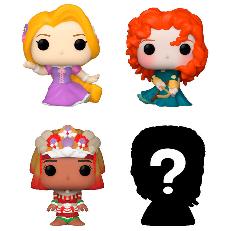 Imagen 2 de Blister 4 Figuras Bitty Pop Disney Princesas Rapunzel