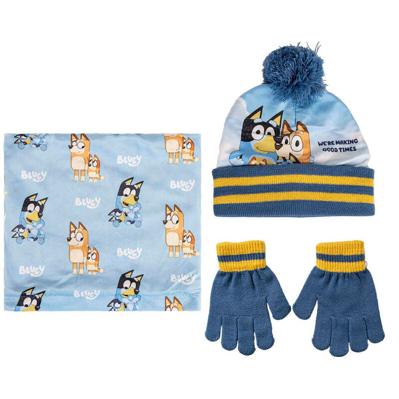 Imagen 1 de Conjunto Infantil Gorro Guantes Braga Cuello Bluey