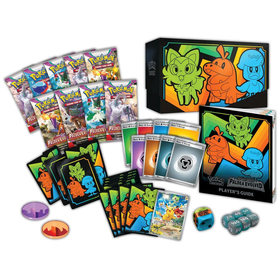 Imagen de Estuche Juego Cartas Coleccionables Entrenador Elite Paldea Evoled Escarlata Y Purpura Pokemon Ingles parte de nuestra colección en Espadas y más, sitio oficial.