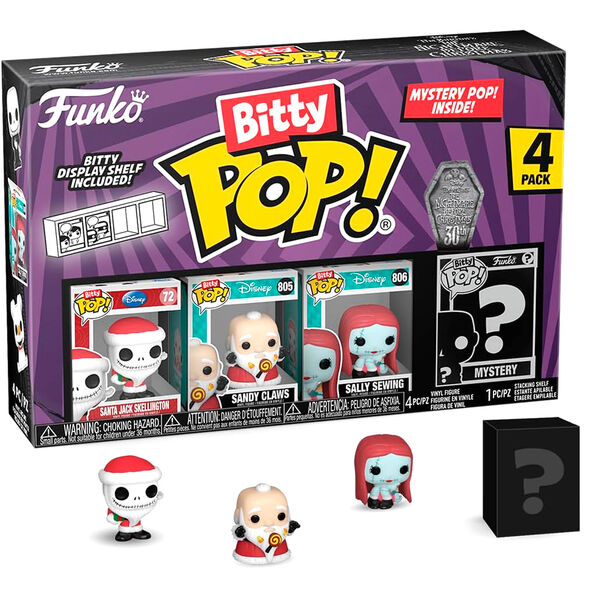 Imagen 3 de Blister 4 Figuras Bitty Pop Disney Pesadilla Antes De Navidad Santa Jack