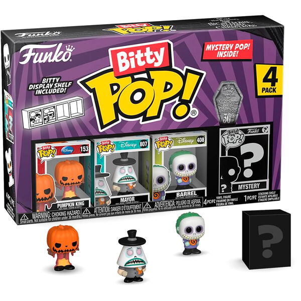 Imagen 3 de Blister 4 Figuras Bitty Pop Disney Pesadilla Antes De Navidad Pumpkin King