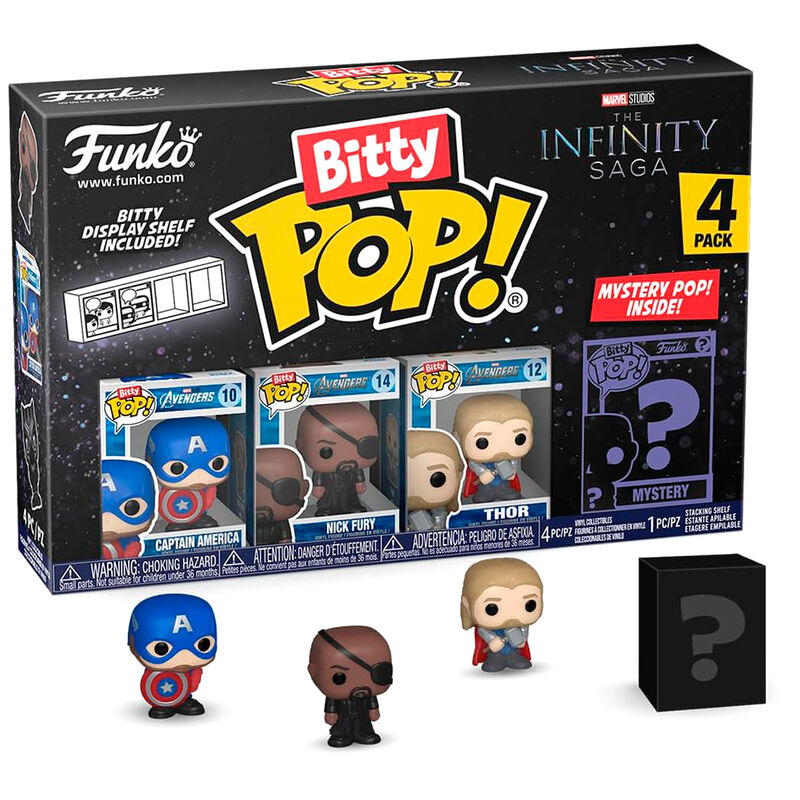 Imagen 2 de Blister 4 Figuras Bitty Pop Marvel The Infinity Saga Capitan America