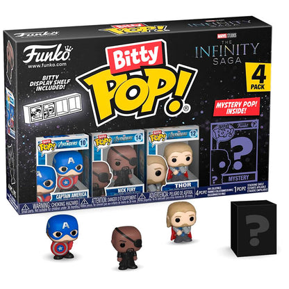 Imagen 2 de Blister 4 Figuras Bitty Pop Marvel The Infinity Saga Capitan America