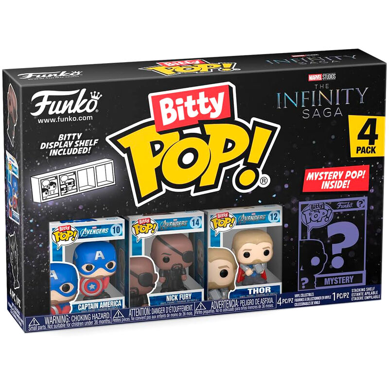 Imagen 1 de Blister 4 Figuras Bitty Pop Marvel The Infinity Saga Capitan America