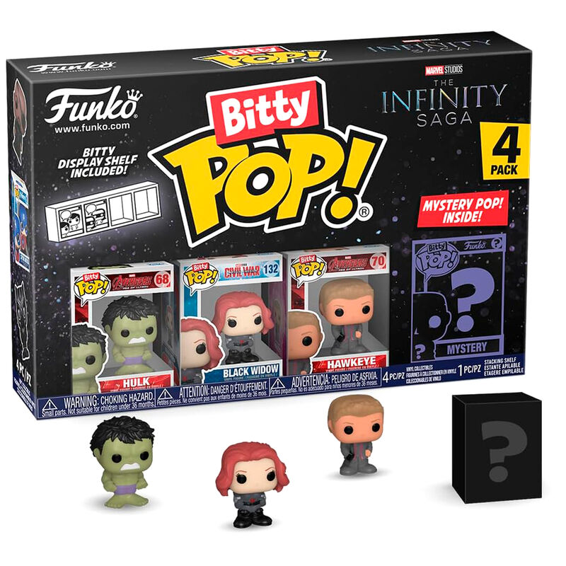 Imagen 2 de Blister 4 Figuras Bitty Pop Marvel The Infinity Saga Hulk