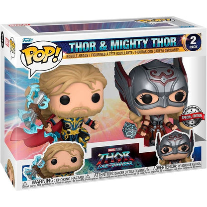 Imagen 2 de Blister 2 Figuras Pop Marvel Thor Love And Thunder Thor & Mighty Thor Exclusive