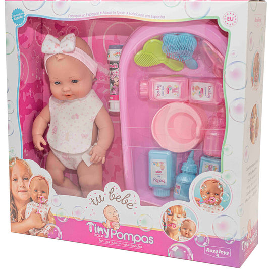 Imagen de Muñeca Bebe Pompitas Con Bañera Y Accesorios parte de nuestra colección en Espadas y más, sitio oficial.
