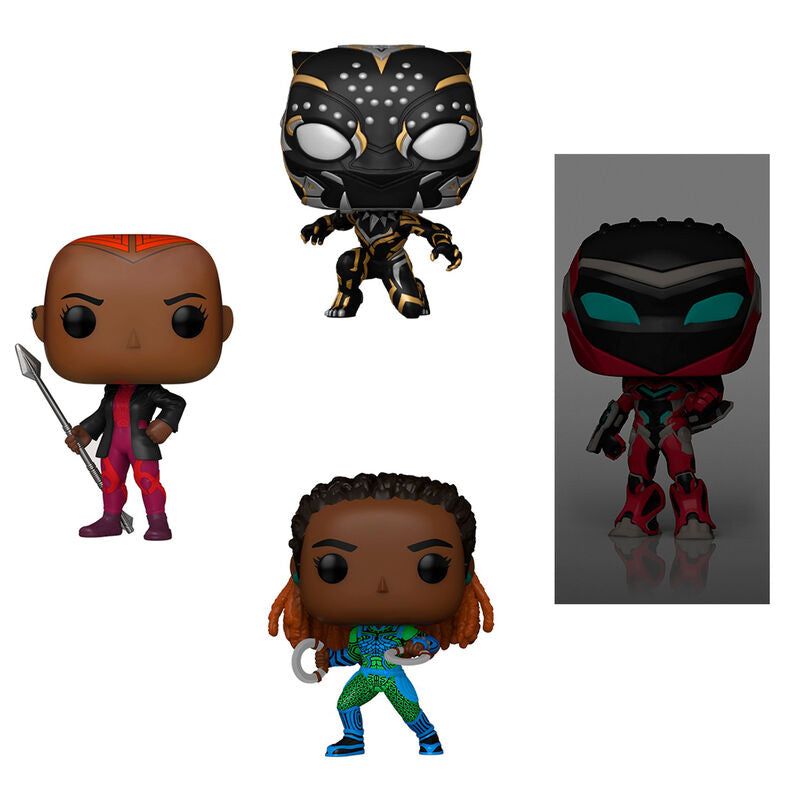 Imagen de Blister 4 Figuras Pop Marvel Black Panther Wakanda Forever Exclusive parte de nuestra colección en Espadas y más, sitio oficial.