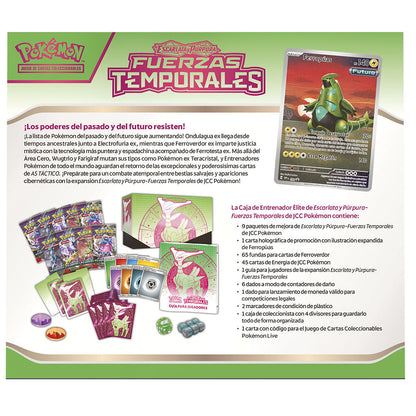 Imagen 6 de Estuche Surtido Juego Cartas Coleccionables Elite Fuerzas Temporales Escarlata Y Purpura Pokemon Español
