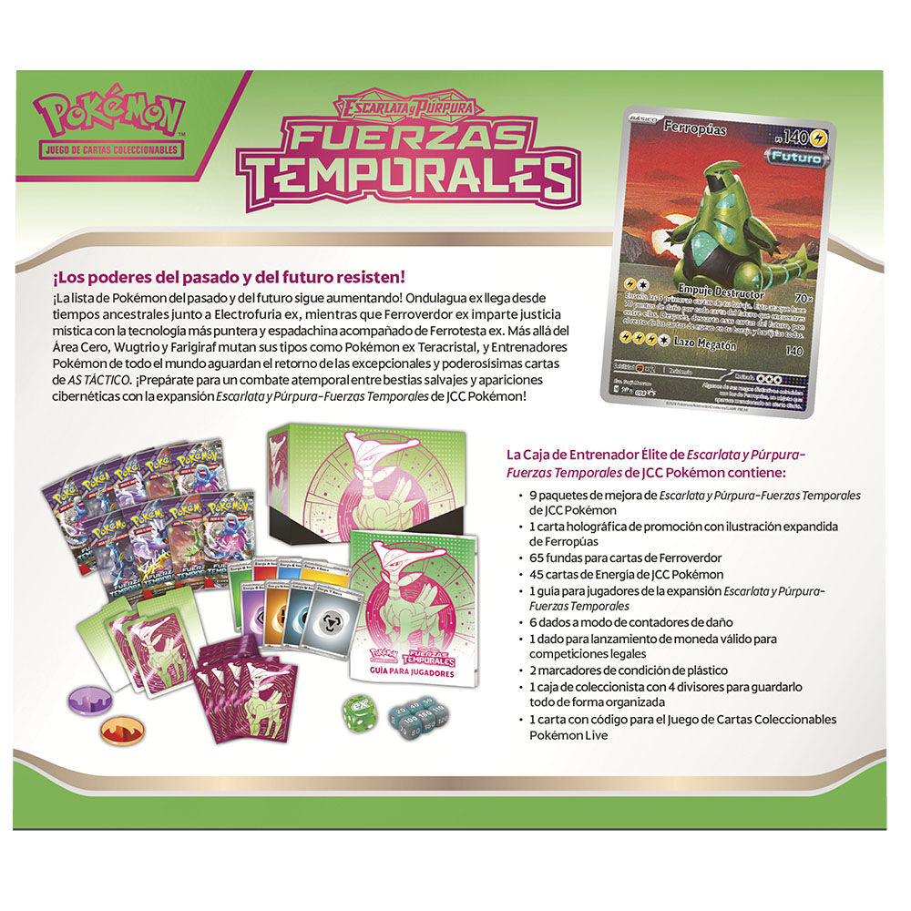 Imagen 6 de Estuche Surtido Juego Cartas Coleccionables Elite Fuerzas Temporales Escarlata Y Purpura Pokemon Español