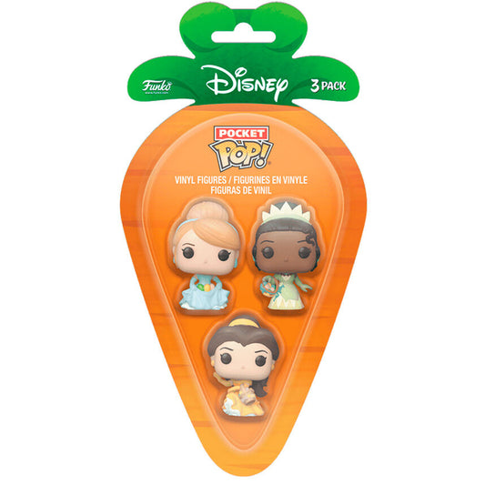 Imagen 1 de Blister 3 Figuras Carrot Pocket Pop Disney Princesas Cenicienta Tiana Bella