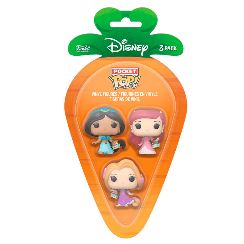 Imagen 2 de Blister 3 Figuras Carrot Pocket Pop Disney Princesas Rapunzel Ariel Jasmin