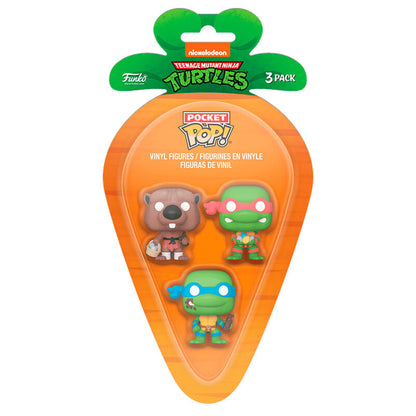 Imagen 1 de Blister 3 Figuras Carrot Pocket Pop Tortugas Ninja Splinter Leonardo Raphael