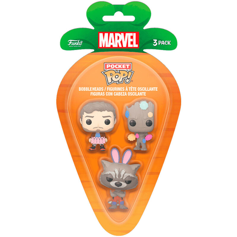 Imagen 2 de Blister 3 Figuras Carrot Pocket Pop Marvel Guardianes De La Galaxia