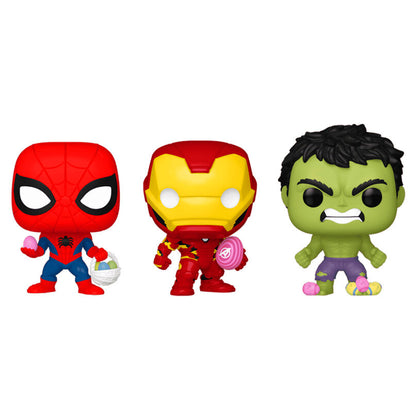 Imagen 2 de Blister 3 Figuras Carrot Pocket Pop Marvel Spiderman Hulk Iron Man