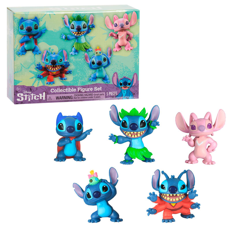 Imagen 2 de Blister 5 Figuras Stitch Disney 7Cm