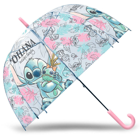 Imagen 1 de Paraguas Manual Burbuja Transparente Ohana Stitch Disney 46Cm