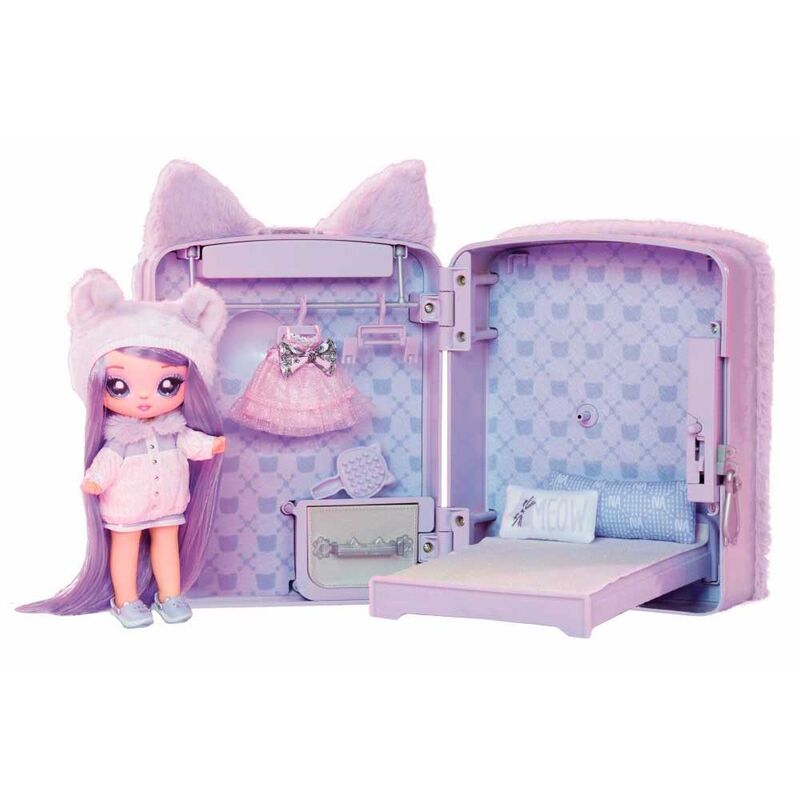 Imagen 2 de Mini Mochila Playset + Muñeca Gatita Lila Na! Na! Na! Surprise