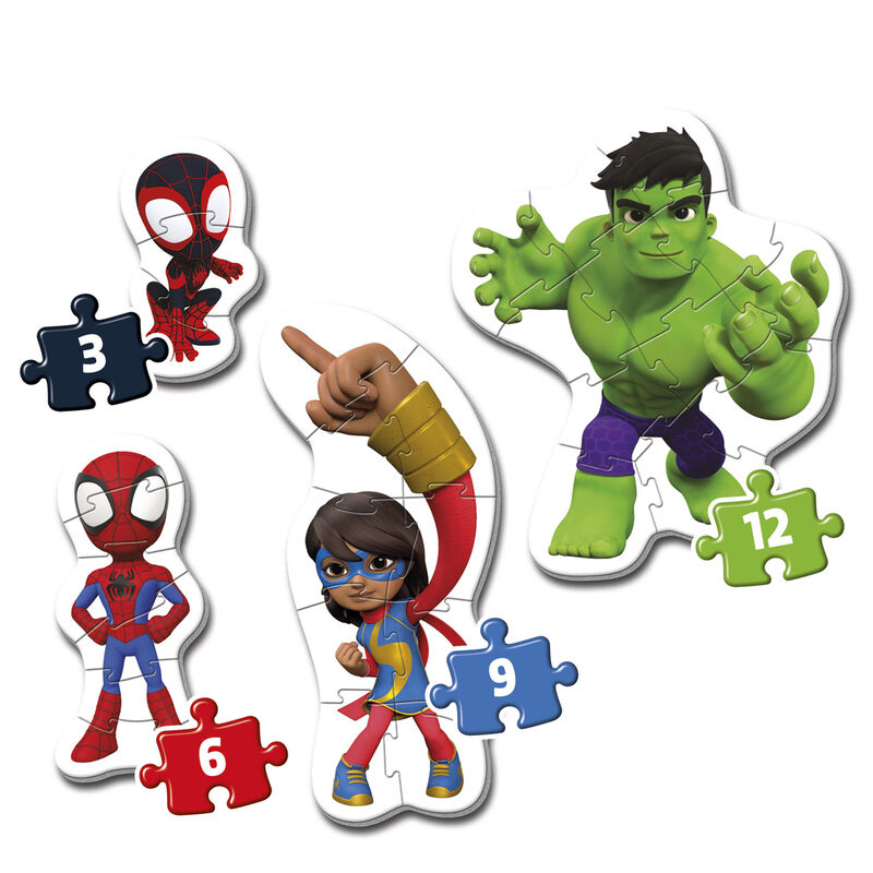 Imagen 2 de Puzzle Spidey And His Amazing Friends Marvel 3-6-9-12Pzs