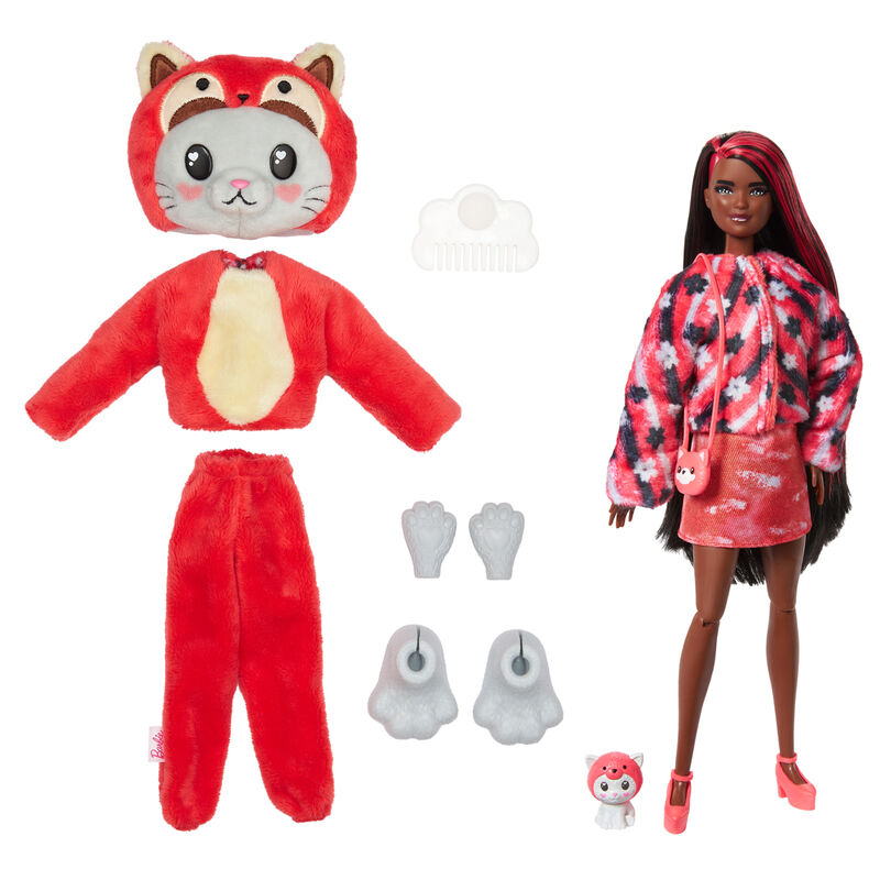 Imagen 2 - Muñeca Chelsea Cutie Reveal Serie Disfraces Gatito Panda Rojo Barbie