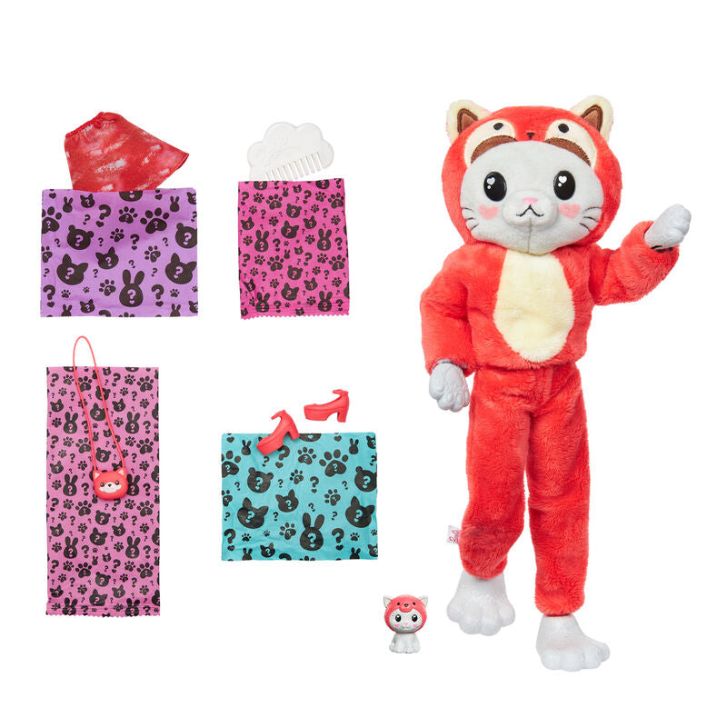 Imagen 4 - Muñeca Chelsea Cutie Reveal Serie Disfraces Gatito Panda Rojo Barbie