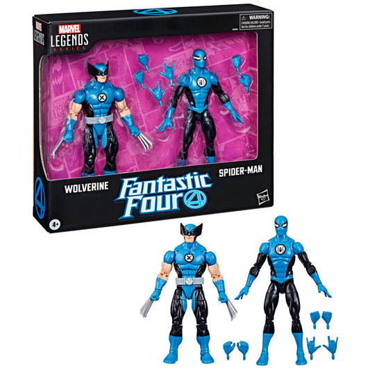 Imagen 1 de Blister 2 Figuras Wolverine Spiderman Los 4 Fantasticos Marvel