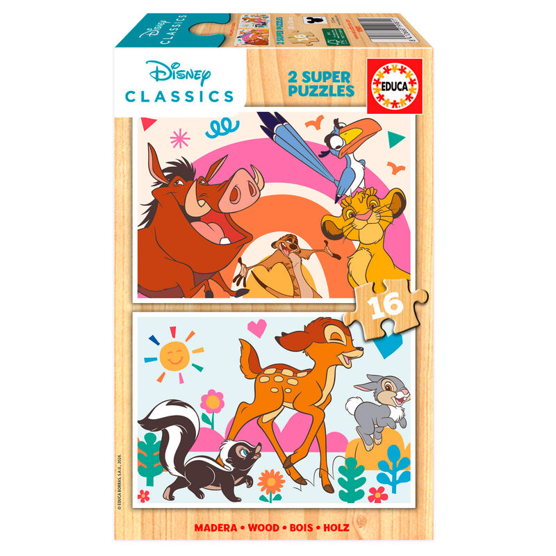 Imagen 1 de Puzzle Animals Disney Madera 2X16pzs