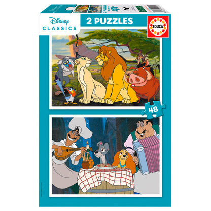 Imagen 1 de Puzzle El Rey Leon + La Dama Y El Vagabundo Animals Disney 2X48pzs