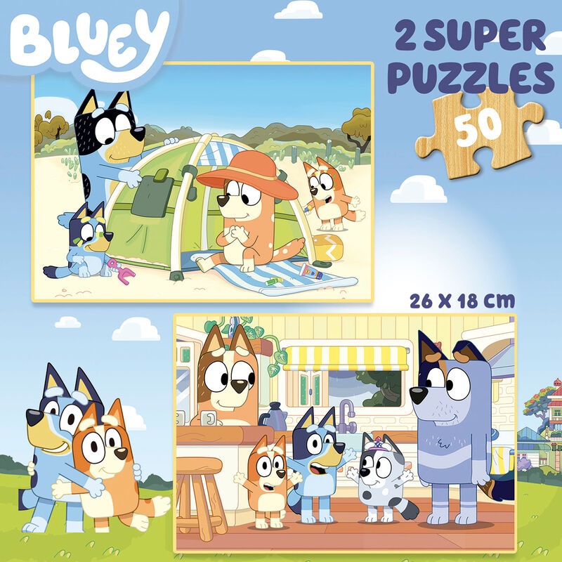 Imagen 2 de Puzzle Bluey Madera 2X50pzs