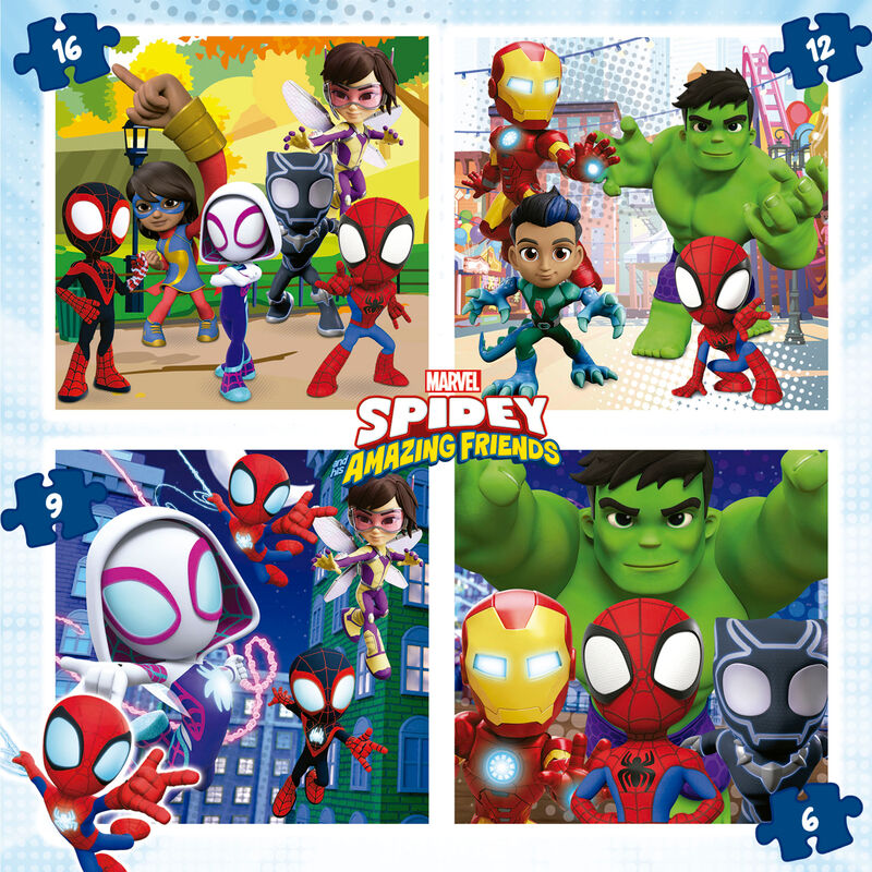 Imagen 2 de Puzzle Maleta Spidey Amazing Friends Marvel 6-9-12-16Pzs