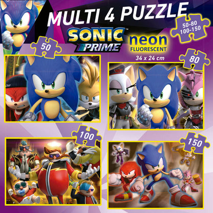 Imagen 2 de Puzzle Multi Neon Sonic Prime 50-80-100-150Pzs