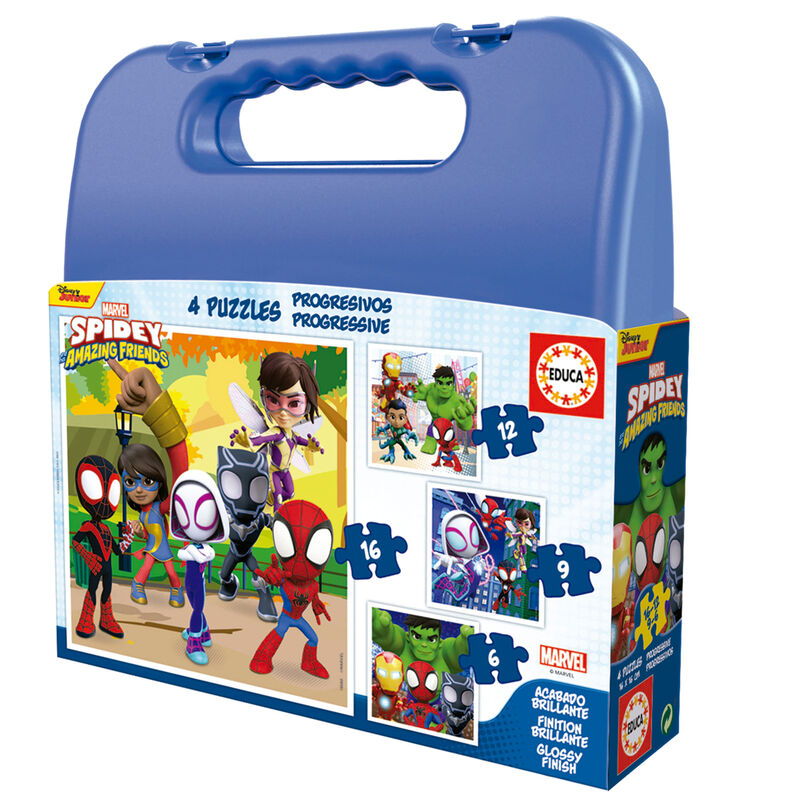 Imagen 3 de Puzzle Maleta Spidey Amazing Friends Marvel 6-9-12-16Pzs