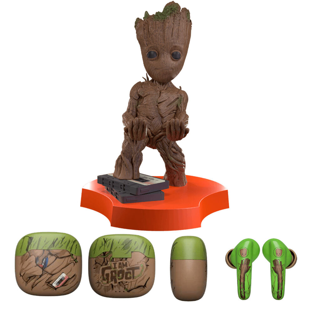 Imagen 1 de Mini Cable Guy + Auriculares Inalambricos I Am Groot Marvel