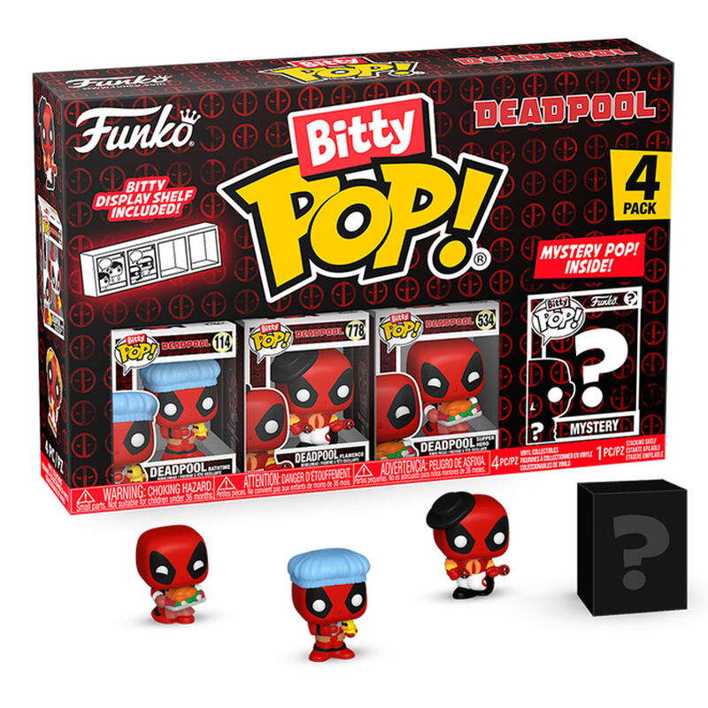 Imagen 1 de Blister 4 Figuras Bitty Pop Marvel Deadpool Bathtime