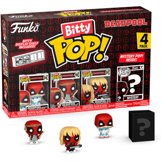 Imagen 1 de Blister 4 Figuras Bitty Pop Marvel Deadpool Sleepover