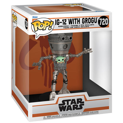 Imagen 1 de Figura Pop Deluxe Star Wars The Mandalorian Ig-12 With Grogu